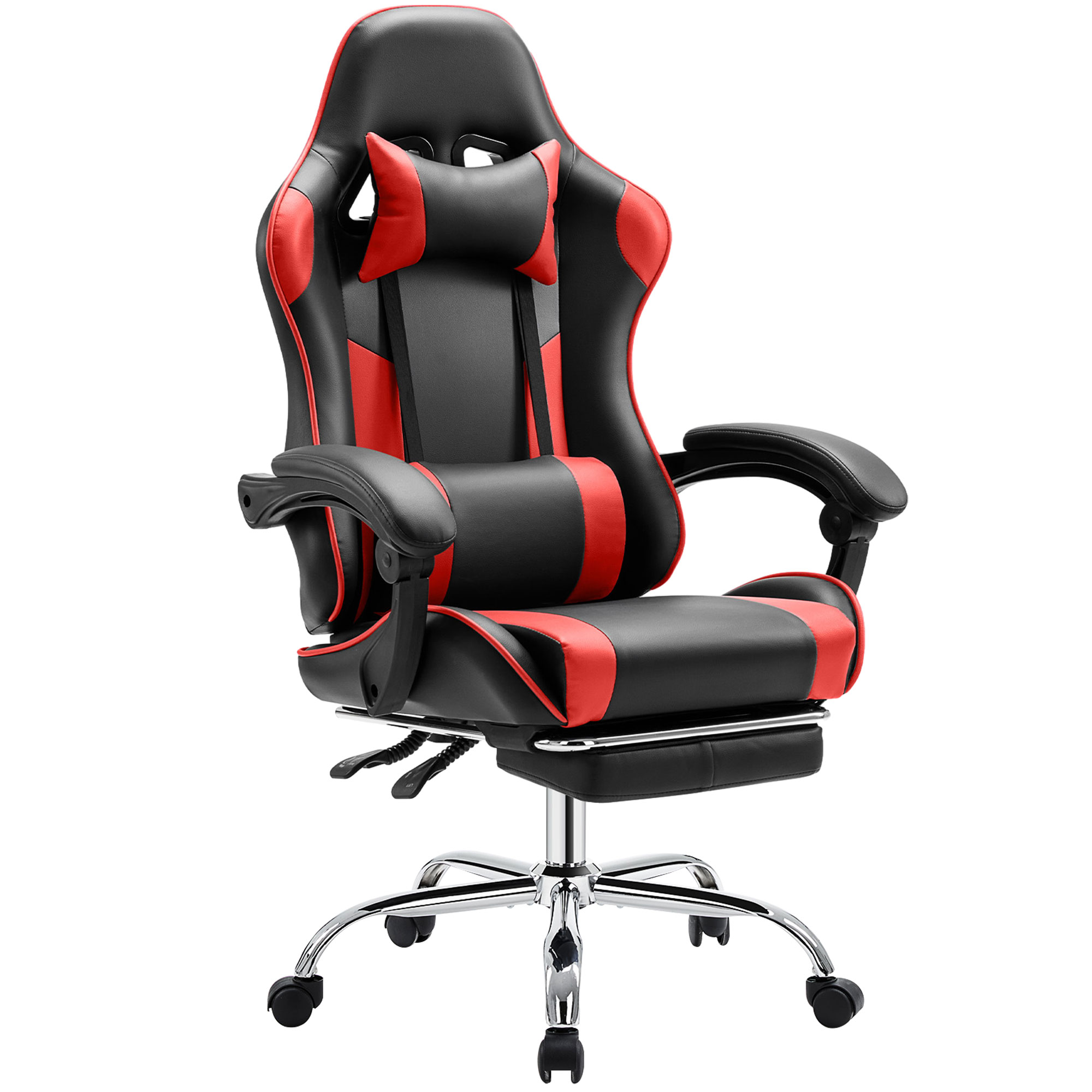 JONPONY Game Chair, Ergonomically Designed Computer Chair with headrest and 2D Armrests, Waist Pillow Electronic Lounge Chair with Vibration Massage Function, Competitive Chair,Black Grey
