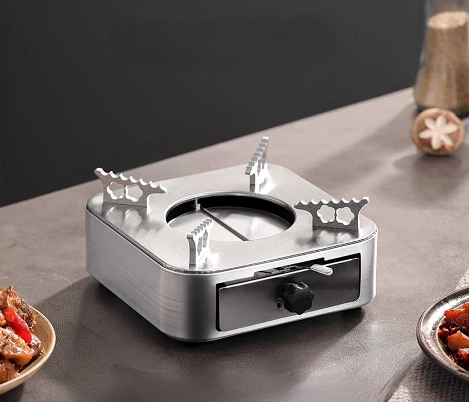 ABCISI Alcohol Stove, Backpacking Stove, Portable Alcohol Stove, Stainless Steel Silver One Piece Design Drawer Structure Spirit Burner for Home Outdoor Hiking Camping Barbecue