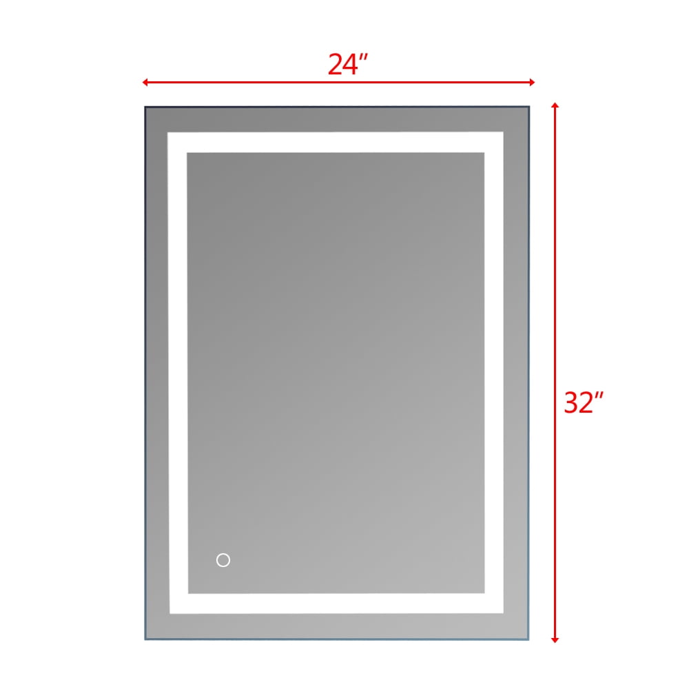 Kepooman 32"x 24" LED Lighted Wall Mount Mirror, Wall Mounted Lighted Mirror, Touch LED Wall Mount Makeup Mirror, Bathroom Vanity Make Up Whole Backlit Mirror with Built-in Light Strip, Silver Kepooman 32"x 24" LED Lighted Wall Mount Mirror, Wall Mounted Lighted Mirror, Touch LED Wall Mount Makeup Mirror, Bathroom Vanity Make Up Whole Backlit Mirror with Built-in Light Strip, Silver
