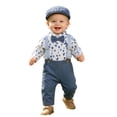 thumbnail image 2 of Trikvn Baby Boy Gentleman Suit Heart Print Long Sleeve Shirt with Bowtie Elastic Waist Suspender Pants Set Toddler Formal Outfit for Ring Bearer Birthday Party Dress Up, 2 of 6