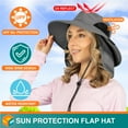 thumbnail image 4 of SUN CUBE Fishing Hat Sun Hat for Men, Women, Hiking Sun Hat with Neck Flap, Wide Brim, Chin Strap, Safari Summer Bucket Boonie Hat, UPF 50+ Outdoor Protection, Packable Breathable Mesh (Gray), 4 of 8