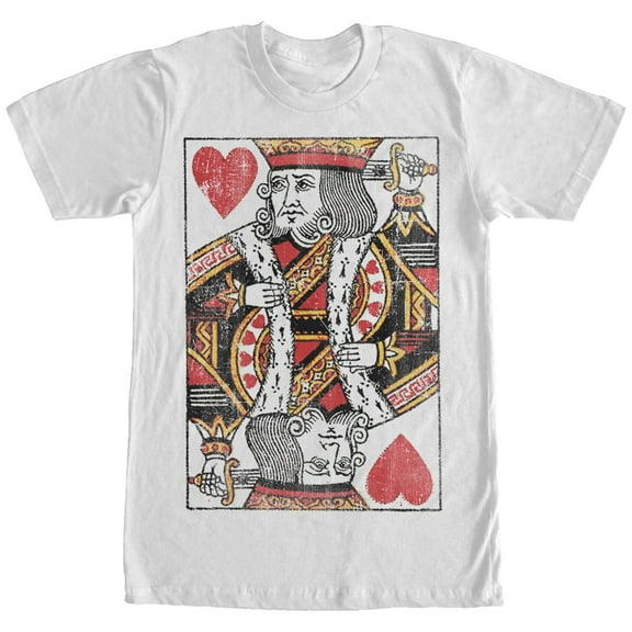 Men's Lost Gods Distressed King of Hearts  Graphic Tee White X Large