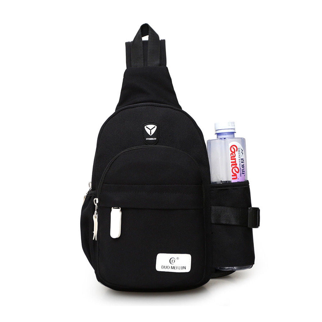 SPENCER Nylon Sling Chest Bag for Men Women, Water Resistan Shoulder Bag  Unbalance Crossbody Backpack for Gym Travel Hiking (7.1*2.75*13.5, Black)  
