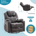 thumbnail image 6 of OUINCH Manual Swivel Glider Rocker Recliner Chair with Massage and Heat, 2 USB Ports, 2 Cup Holders, 2 Side Pockets and 2 Front Pockets, 6 of 7