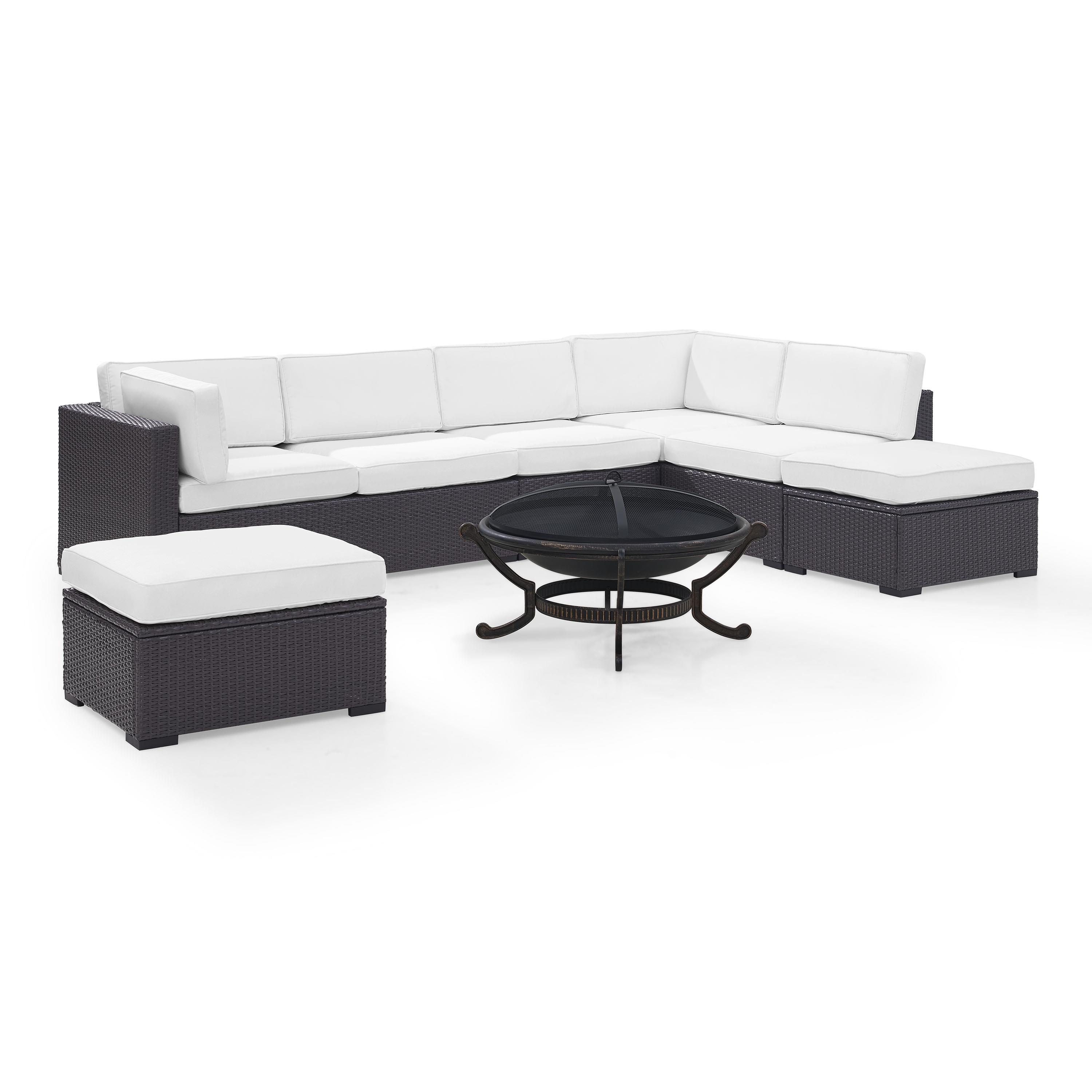 Crosley Furniture Biscayne 6 Piece Wicker Outdoor Sectional Set with Firepit - image 4 of 4
