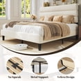 thumbnail image 4 of Bolvdo Queen Bed Frame with Velvet Upholstered Headboard, Metal Support, No Box Spring Needed, Noise Free, Easy Assembly, Beige, 4 of 8