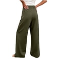 thumbnail image 6 of VBVC Women's High Waisted Wide Leg Yoga Pants , Flowy Stretchy Trousers For Women,Ladies' Casual Palazzo Pants with Pockets,Army Green,S-2XL, 6 of 10