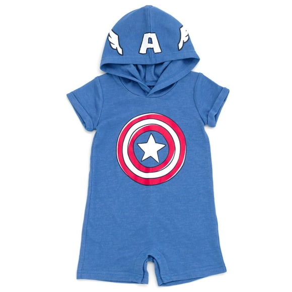 Mameluco de cosplay de Capitán América de Marvel Avengers para bebés recién nacidos, azul, de 6 a 9 meses