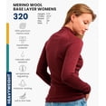 thumbnail image 3 of 𝗕𝗥𝗘𝗔𝗧𝗛𝗔𝗕𝗟𝗘 𝗖𝗢𝗠𝗙𝗢𝗥𝗧 Merino Wool Half Zip Top for Women - Heavyweight Thermal Base Layer - Includes Hiking Socks (XX-Large, 320 Burgundy) - Merino.tech, 3 of 11