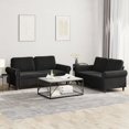 thumbnail image 1 of vidaXL 2 Piece Sofa Set with Cushions Black Velvet, 1 of 4
