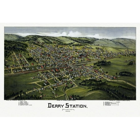 - Antique Map of Derry Station Pennsylvania 1900 Dauphin County Poster Print