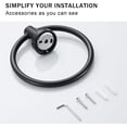 thumbnail image 5 of Wall-Mounted Hand Towel Holder - Matte Black Towel Ring for Bathroom - Premium SUS304 Stainless Steel,gticphyj1548, 5 of 7