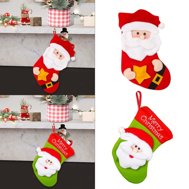 Stocking decorations Santa gifts gift bag children candy stockings, metal rolling frame, foldable design, portable storage, durable plastic material, for bedroom Christmas display