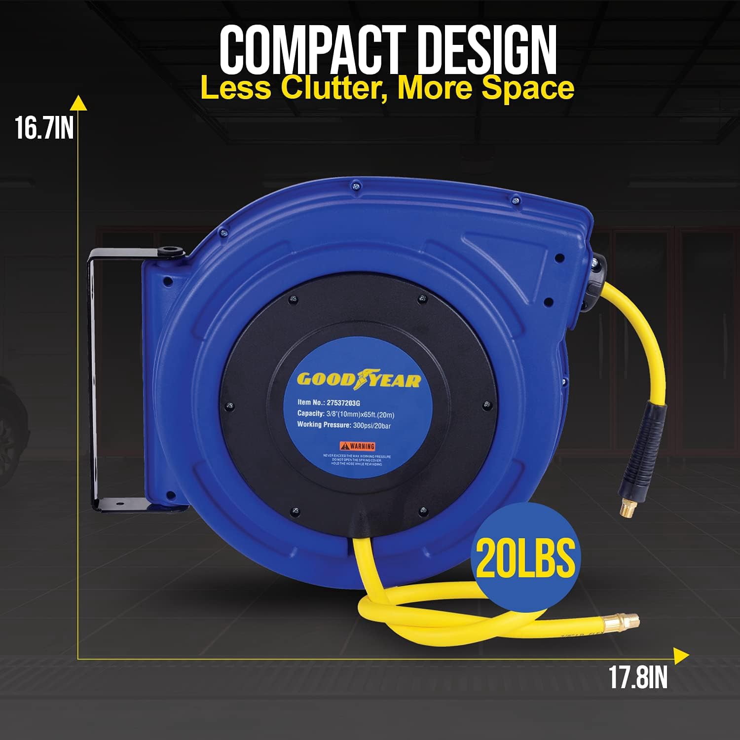 Goodyear TRI-GUR009 0.37 in. x 65 ft. Retractable Air-Hose Reel