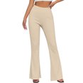 thumbnail image 4 of ZOIGHDA Flare Leggings for Women High Waisted Yoga Pants Basic Solid Color Stretch Workout Bell Bottoms(Beige,XX-Large), 4 of 9