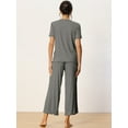 thumbnail image 3 of DARING DIVA Women's Ribbed Knit Round Neck Short Sleeve Pajamas Set M Dark Grey, 3 of 7