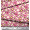 thumbnail image 3 of Soimoi Pink Cotton Voile Fabric Omlet & Bread Slice Food Printed Craft Fabric by the Yard 56 Inch Wide, 3 of 3