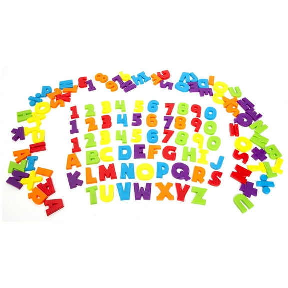 Boley: Magnetic Capital Letters & Numbers - 120pc Playset - Assorted Bright & Bold Magnet Colors, Travel Tube, ABC & Math Educational Toy, Kids Age 3 