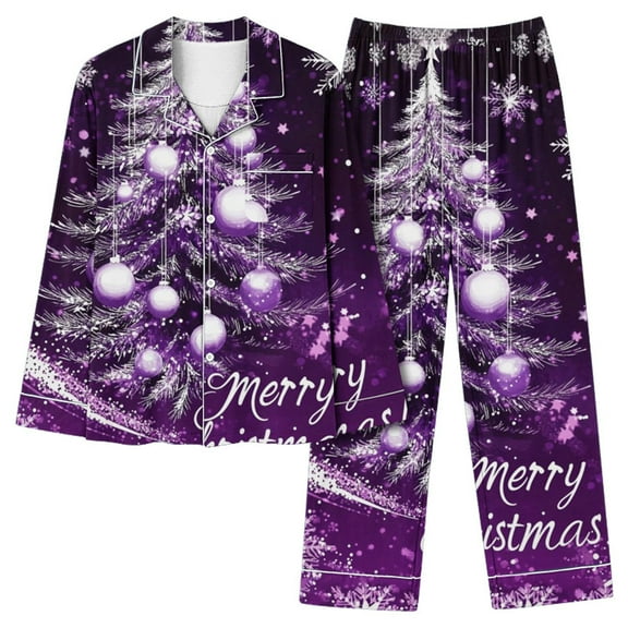 FAWUUDO Pajamas Women's Long Sleeve Pj Set Soft 2 Piece Loungewear Sleepwear with Jogger Pants