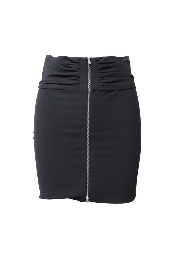 Pre-Owned Iro Torie Gathered Pencil Skirt in Black Acetate