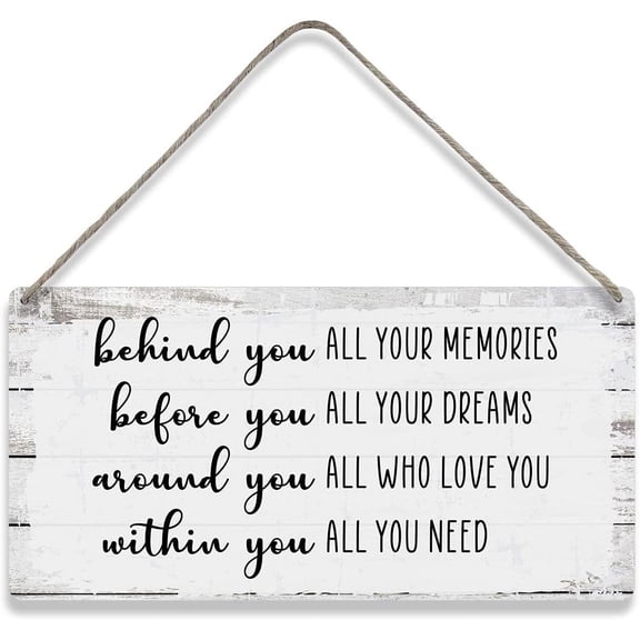 New Door Sign 10x5 Inch, Behind You All Your Memories Before You All Your Dreams Quote Sayings Wooden Sign Porch Decor Garden Yard Signs Home Farm House Plaque Gifts