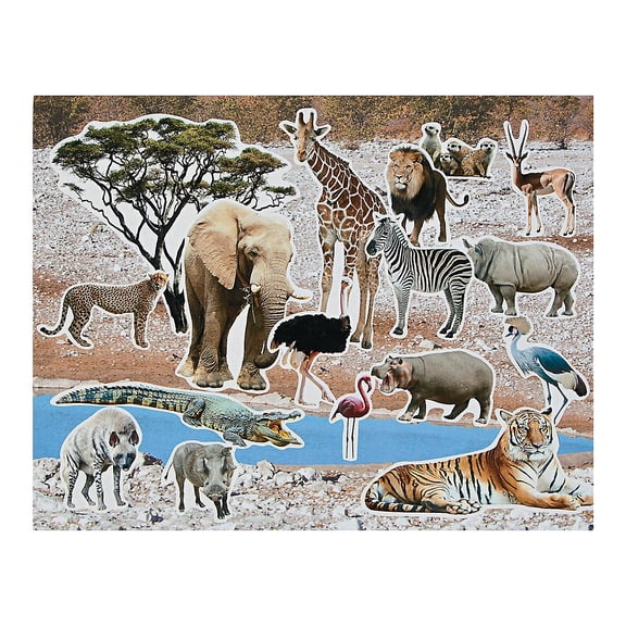 Safari Realistic Sticker Scene - Stationery - 12 Pieces