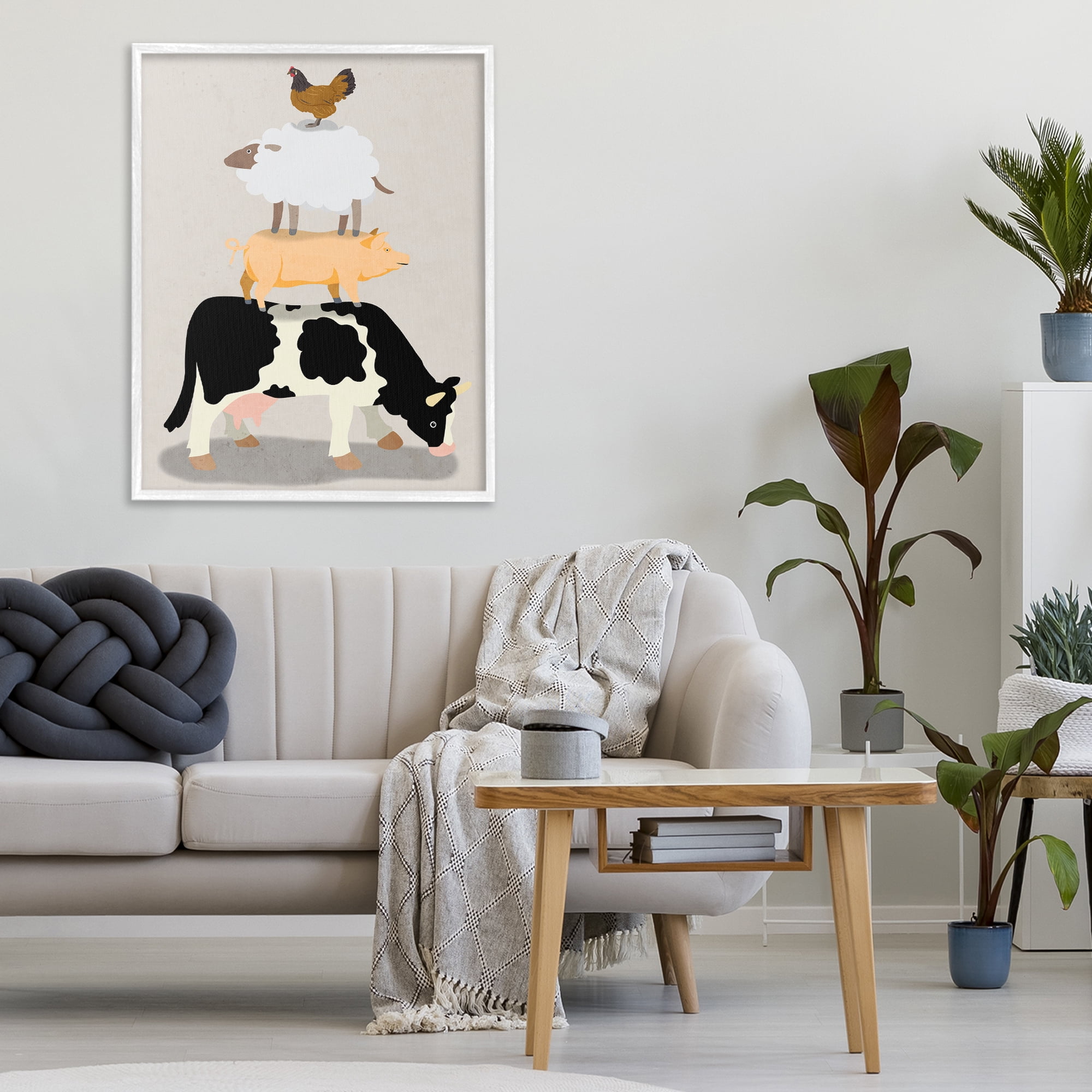 Stupell Industries Farm Stack over Beige White Framed Giclee Art, design by Marcus Prime