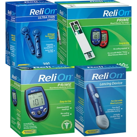 Bonus ReliOn Diabetic Supply Kit (Blood Glucose Monitor, Blood Glucose Test Strips, Lancets and More)