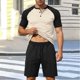 thumbnail image 1 of Ceisia Men's Slim Fit Waffle Knit 2-Piece Set Raglan Sleeve Henley Short Sleeve T-Shirt with Elastic Waist Drawstring Shorts Gifts, 1 of 7