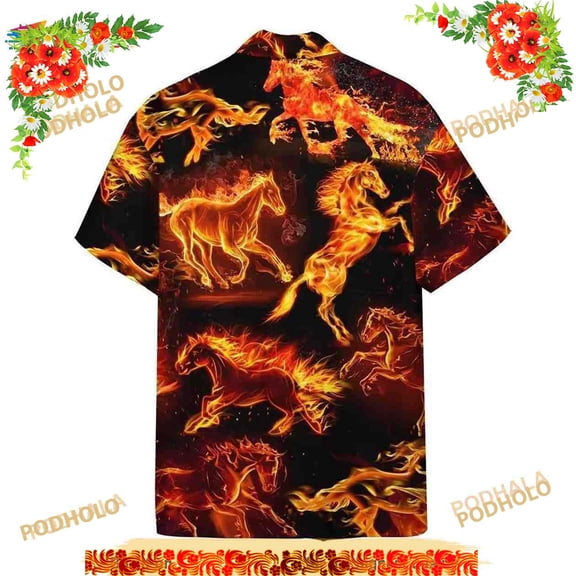 Fire Horse Hawaiian Shirt, Gifts For Horse Lovers