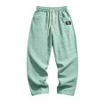 thumbnail image 5 of WOLIAUO Mens Linen Cotton Pants Drawstring Waist Lightweight Loose Fit Straight Leg Casual Big and Tall Linen Pants Beach Travel (2XL Light Green), 5 of 5