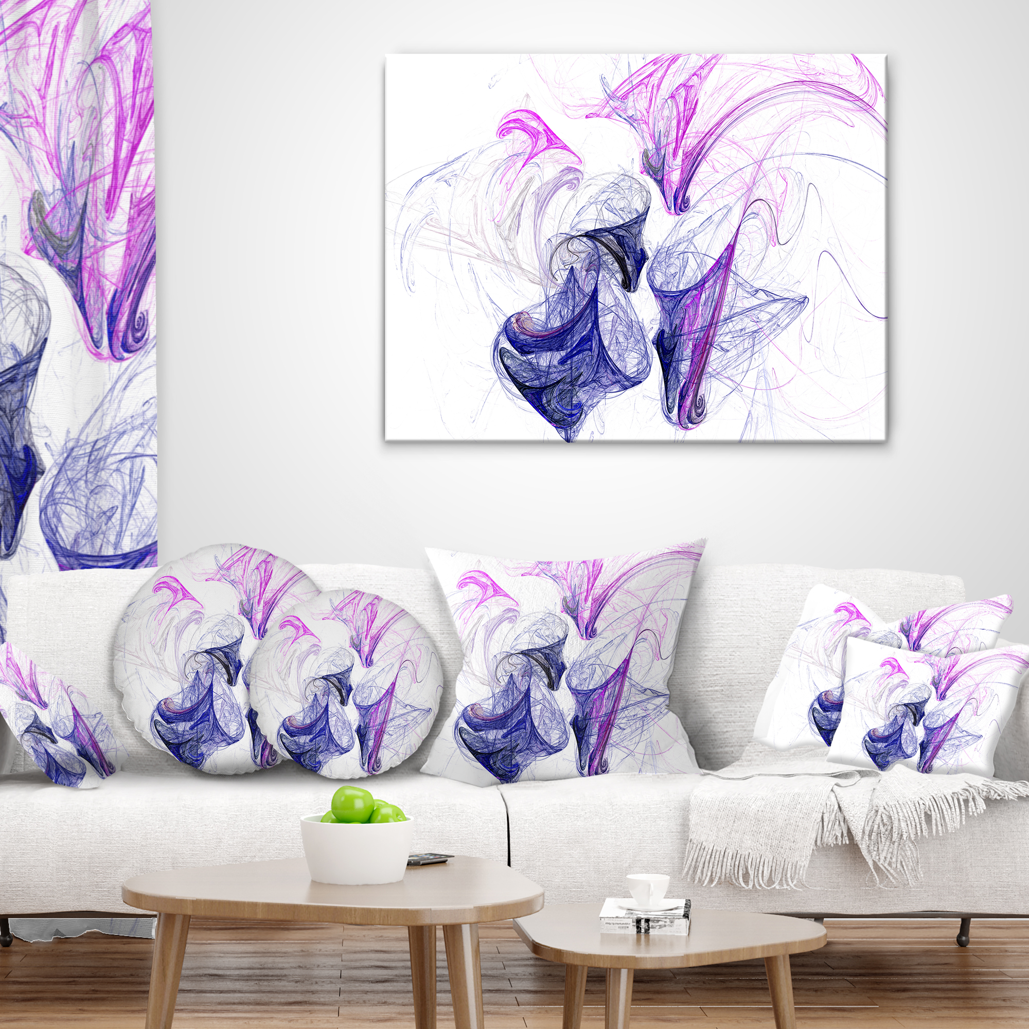 Designart Colored Smoke Purple - Abstract Throw Pillow - 16x16