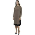 thumbnail image 3 of Women's MICRO SUEDE Layered Side Slit Tunic Style Below the Knee Length Midi Dress, 3 of 4