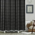 thumbnail image 2 of EvJk 1PC Modern Waterproof Plaid Shower Curtains with Tassel for Bathroom, 72" x 72", Black, 2 of 3