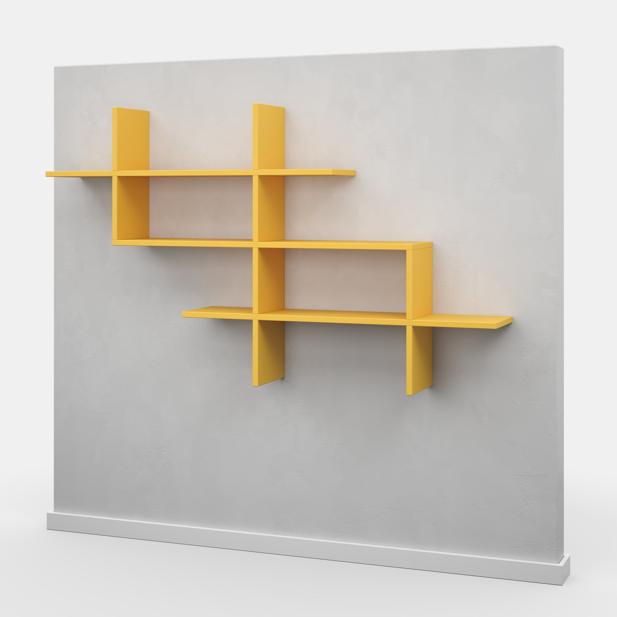 Ada Home Decor Furniture 59" 3 Tier Mustard Warren Modern Wall Shelf