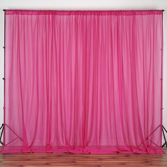 BalsaCircle 10 feet x 10 feet Sheer Voile Backdrop Drapes Curtains 2 Panels 5x10 feet Wedding Party Fuchsia