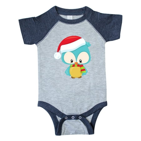 

Inktastic Christmas Owl Owl With Santa Hat And Scarf Gift Baby Boy or Baby Girl Bodysuit