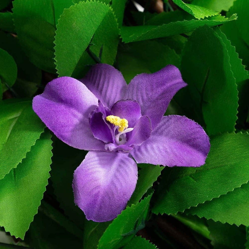 RichLink Simulation Telescopic Fence Fence Leaf Garden Decoration Plastic Green Plants,Purple orchid