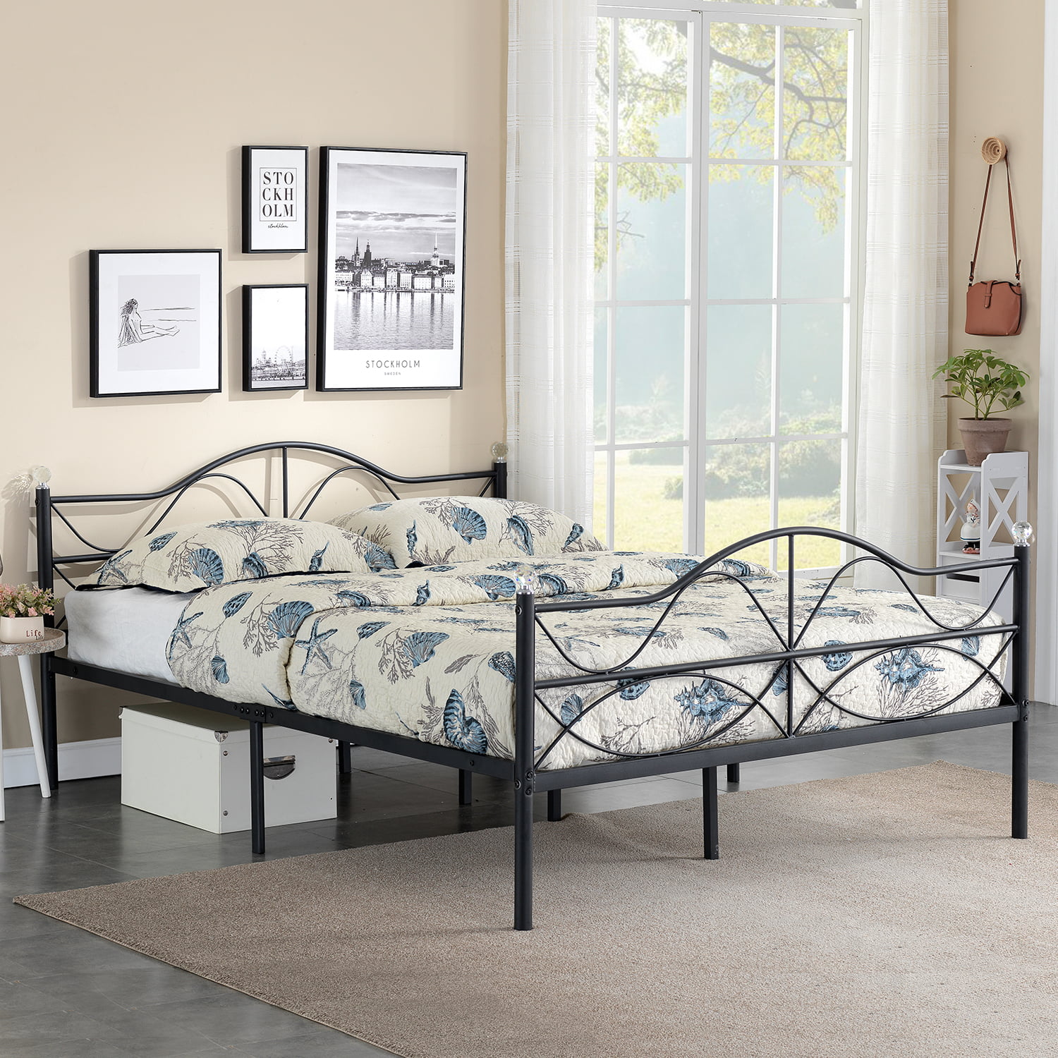 Platform Bed Frame Metal Slats Support, How To Set Up A Bed With Just Headboard