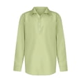 thumbnail image 4 of MGCWSH Beach Shirts for Men Cotton Blend Shirt Solid Long Sleeve Button Down Shirt Casual Blouse Summer Hawaiian Shirts Green 3XL, 4 of 6