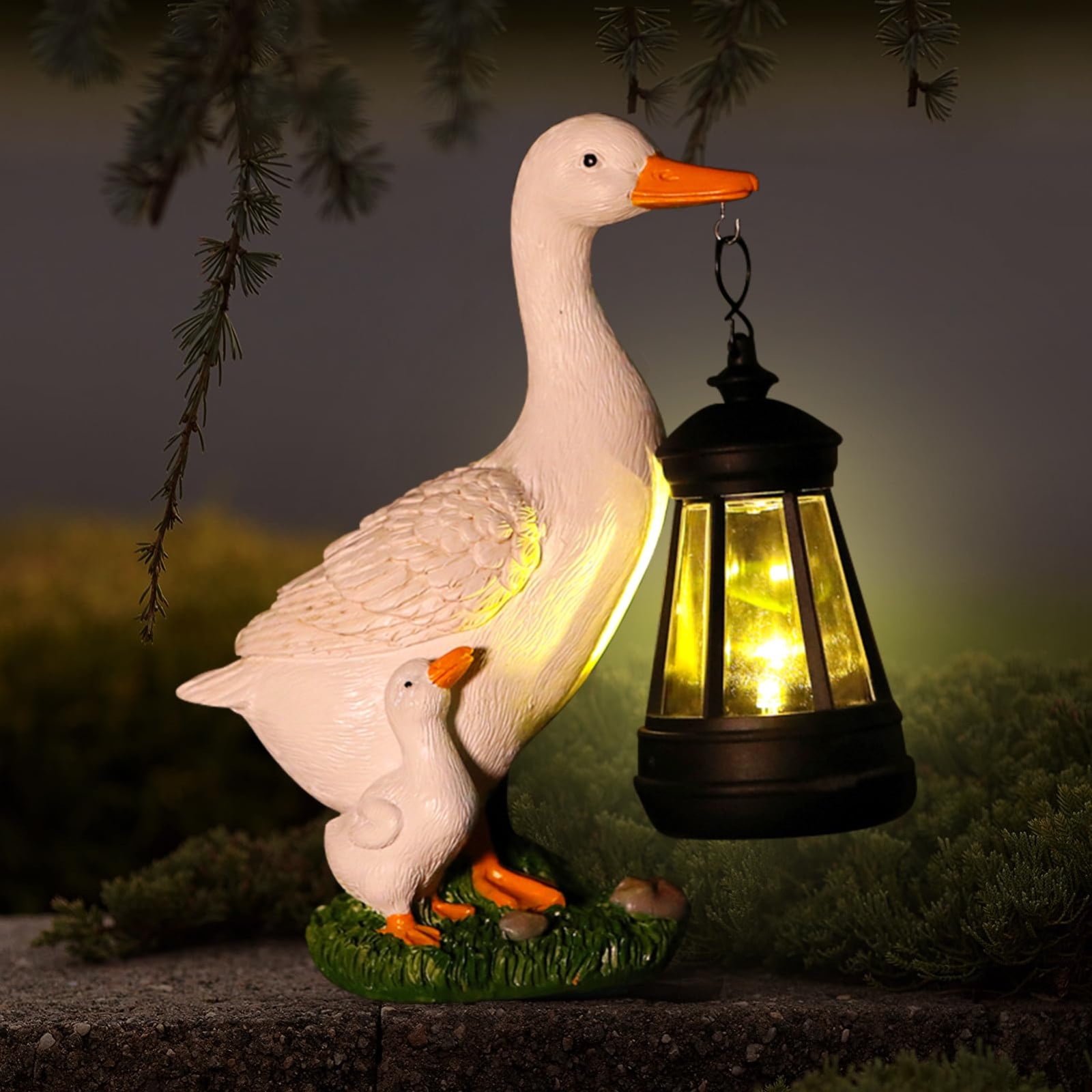 Bfogop Solar Goose Outdoor Statues for Garden: Porch Decor with Warm Lantern Clearance for Outside Yard Art Lawn Ornaments Patio Balcony, Perfect Yard Goose Decor for Garden