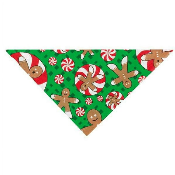 Top Performance Cotton/Polyester Seasonal Dog Bandanna, Gingerbread Men, 22-Inch