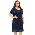 thumbnail image 5 of EFINNY Women's Plus Size Comfy Cotton Nightgowns Short Sleeve Button Down Nightdress with Pockets Round Neck Nightshirt Loose Home Wear, 5 of 6