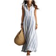 thumbnail image 4 of Women's Casual Sleeveless Lapel Striped Dress with Pockets, Lightweight Fashion, 4 of 6