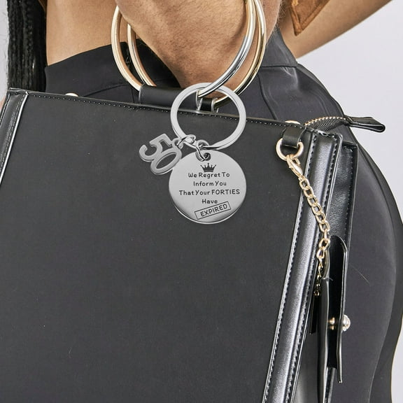 GOOHOCHY Car Key Chain 50 Year Old Birthday Keychain 50th Charms Ring Silver