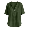 thumbnail image 6 of Only Moment Women's Short Sleeve Shirts V Neck Casual Short Sleeve Shirts Business Dressy Work Blouses Womens Shirts Casual Blackish Green,3XL, 6 of 6