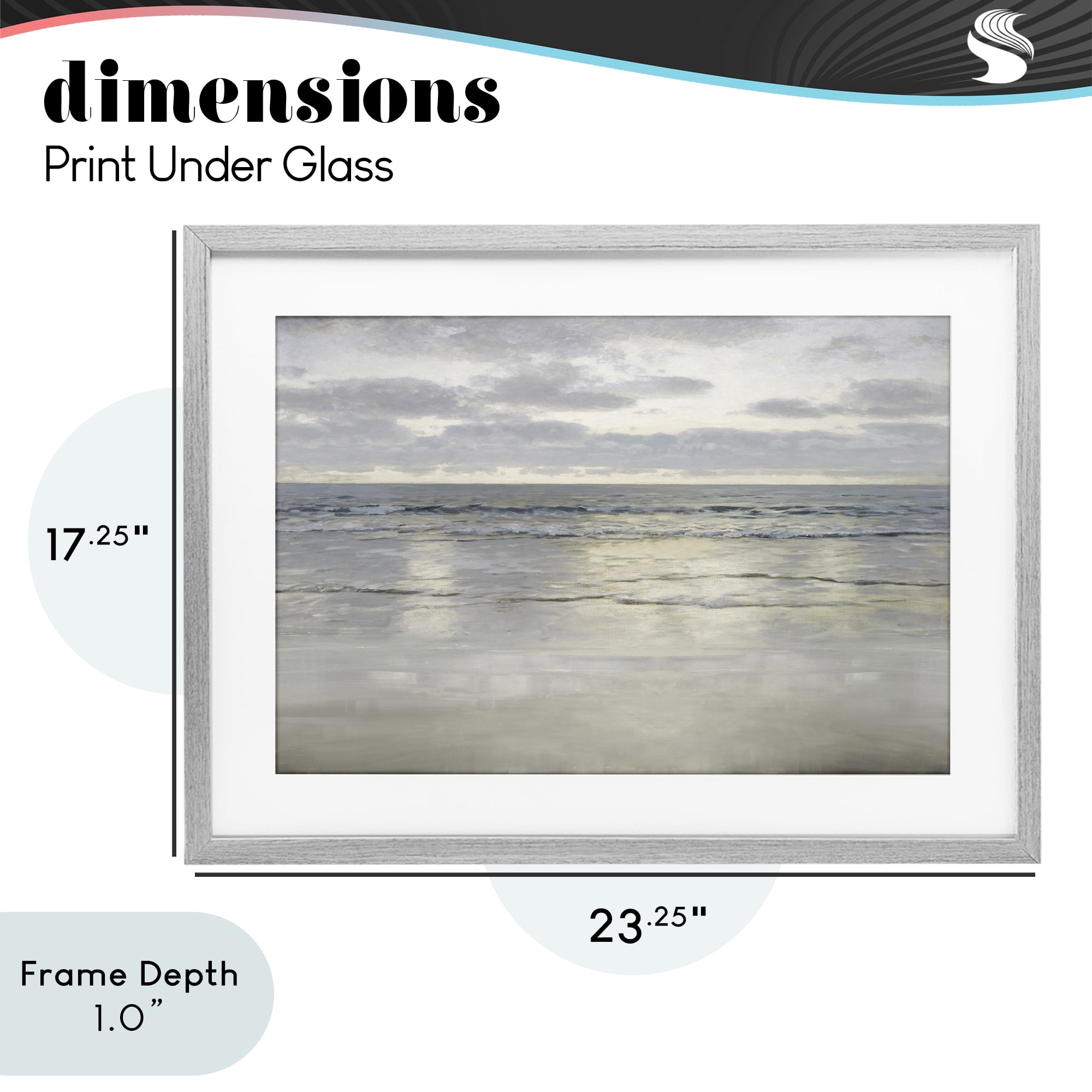 Stupell Industries Sunlight On The Sea Gray Framed Print Under Glass, design by Christy McKee