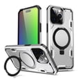 thumbnail image 4 of For Apple iPhone 15 Plus (6.7") Hybrid Magnetic Ring Stand Invisible Foldable Military Grade Shockproof Fit with Magsafe Phone Case Cover by Xpression - Silver, 4 of 8