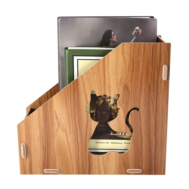 Herwey Modern Hollow Out Cat DIY Office Display Rack Magazine File Organizer Desktop Document Sorter, Desktop Shelf, File Organizer