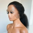 thumbnail image 2 of Kinky Straight - 180 Density Black Yaki Lace Front Wig for Women With Baby hair, Synthetic, Heat Temperature Fiber, 2 of 6